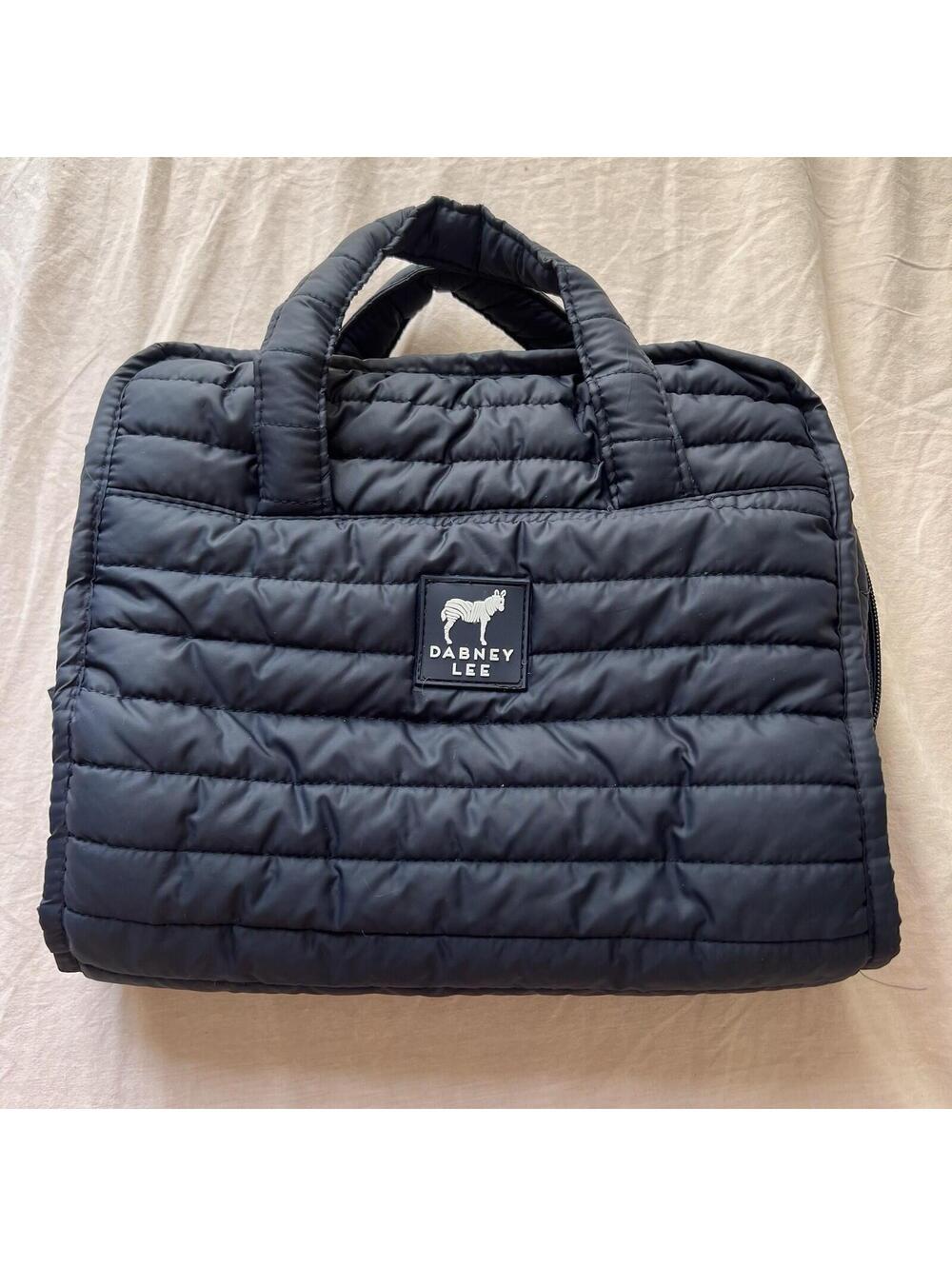 Dabney Lee Hanging Toiletry Bag Quilted Navy Blue Travel Cosmetic Makeup Bag